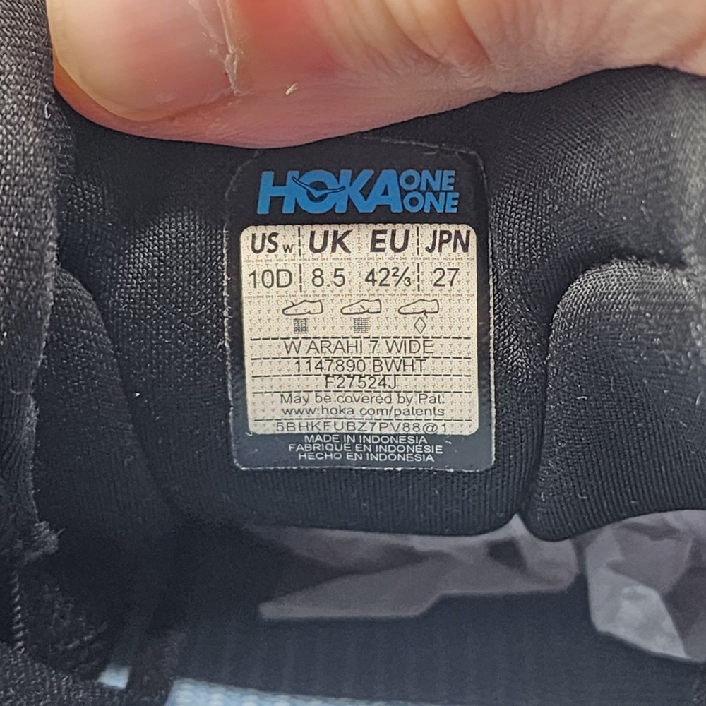 Hoka Arahi 7 Wide Black White Running Shoes Womens 10D 1147890 BWHT Sneakers - Picture 9 of 9